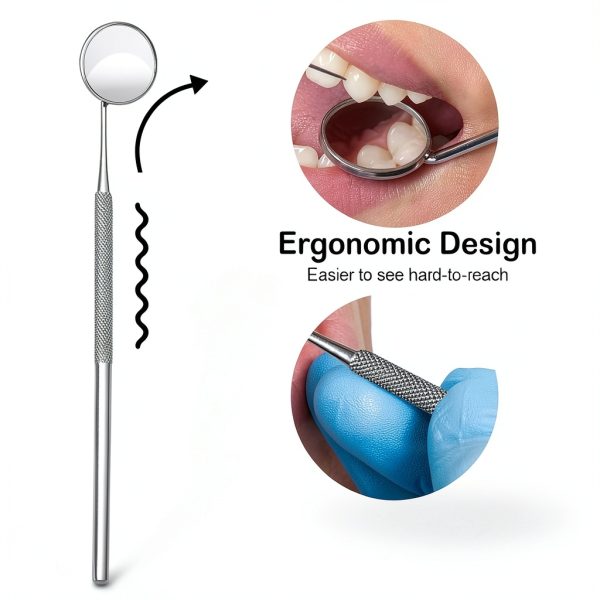G.CATACC Dental Mirror #1 Curved Mirror with Non‑Slip Handle-2