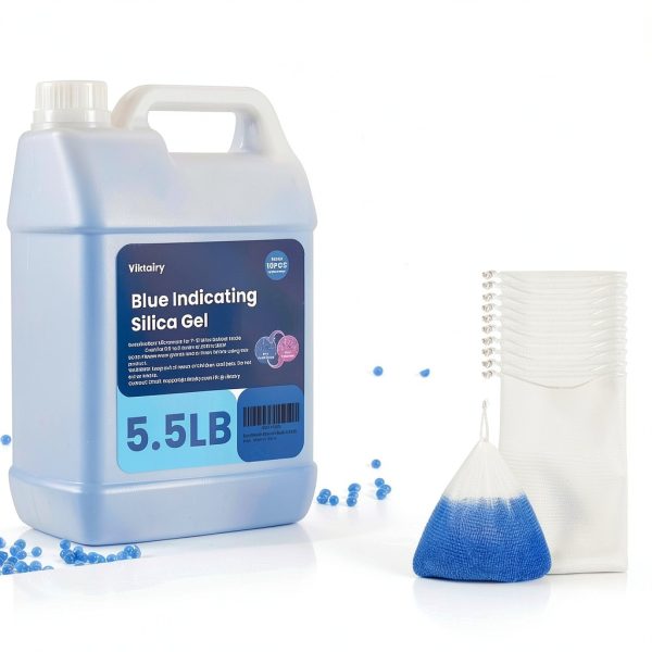 5.5LBS Silica Gel Desiccant Beads, Premium Blue Indicating Reusable Desiccant Bulk, Industry 3-5 mm Silica Beads Dehumidifier for 3D Filament, Electronic Devices, Camera, Jewelry, Safe (10PCS Bags)-3