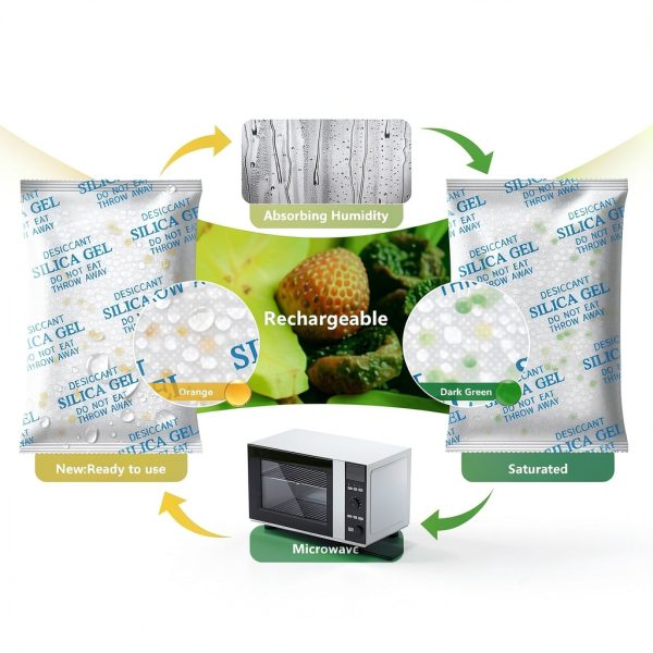 Moisture Absorbers – 100 Gram 16 Packs Silica Gel Packets Food Grade Silica Packets with Color Indicating, Premium Desiccant Packs for Food, Electronics, Closet, Jewelry and Safe Storage-3